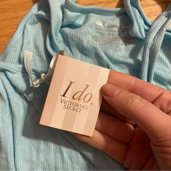 Victoria’s Secret Tied The Knot Blue Ribbed Tank Top NEW Medium Bridal I Do - Picture 5 of 6